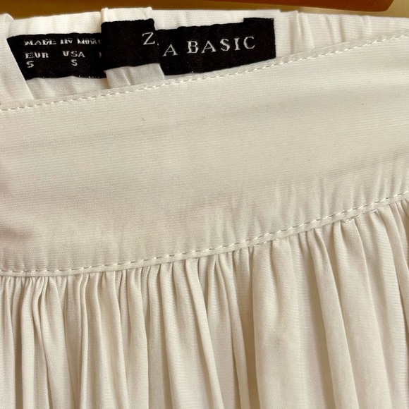 Zara| Flowing White Hi-Low Boho Pull-on Lightweight Maxi Skirt Sz S - Picture 4 of 5